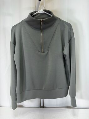 Tahari Slate Gray Half-Zip Funnel Neck Pullover 3550